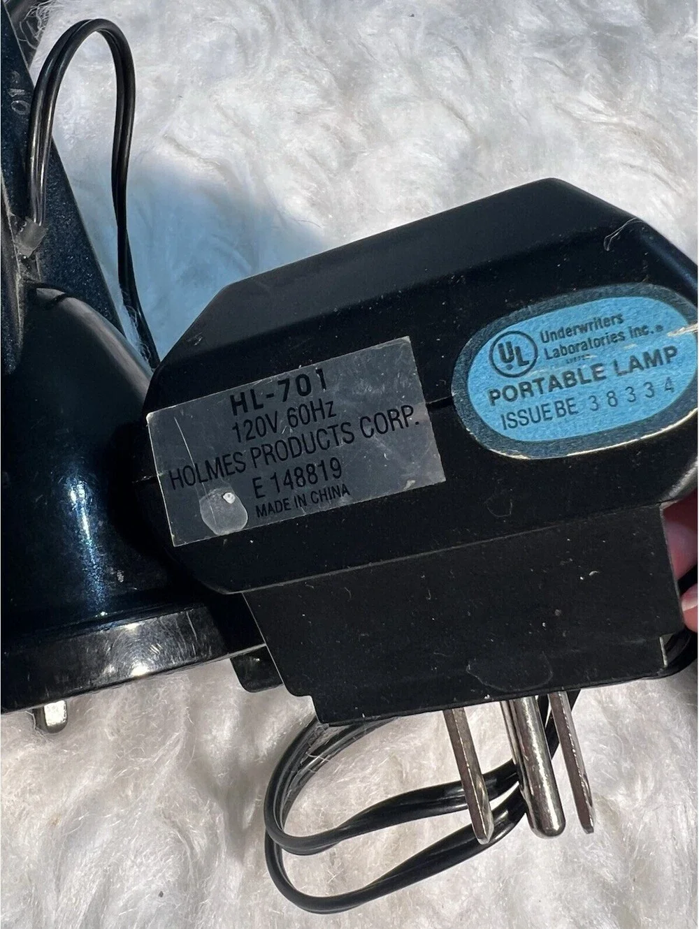 2 Portable Black Lamp: 120V 60Hz HOLMES PRODUCTS CORP.